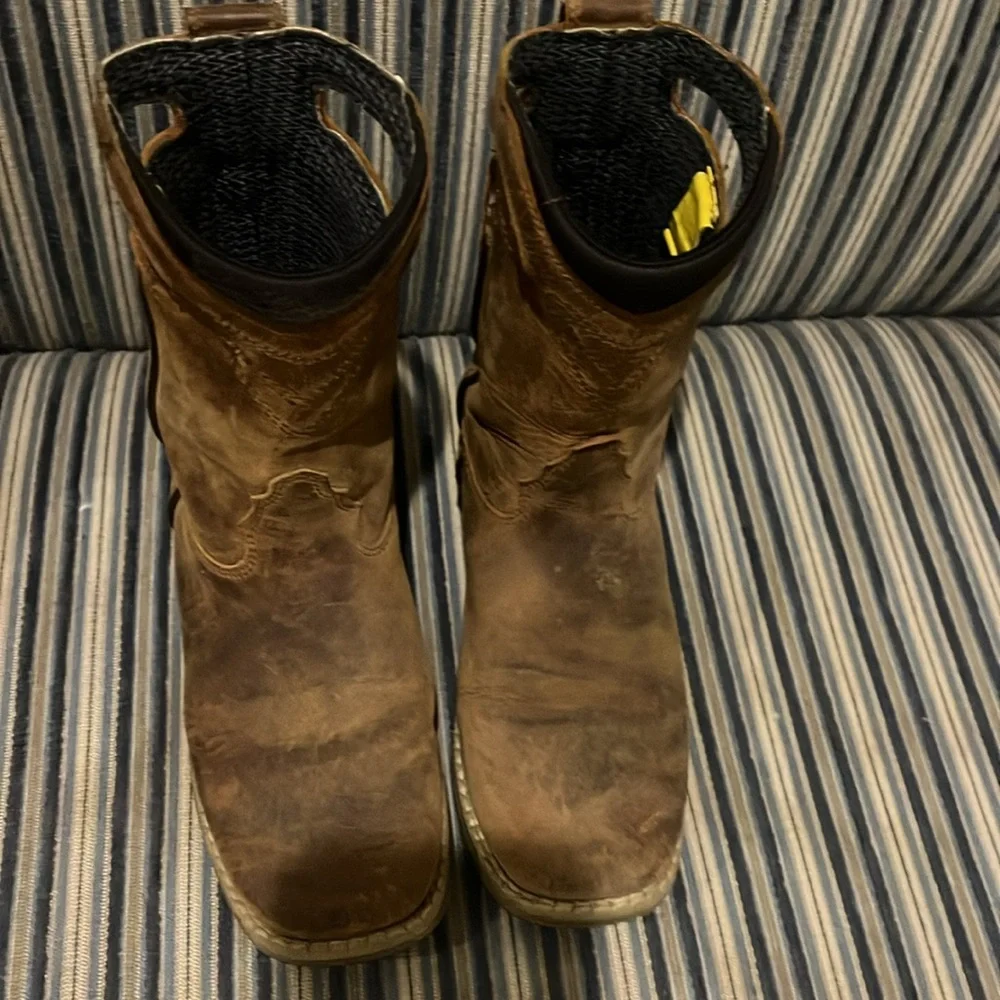 Brown Kids Western Leather Pull-On Boots